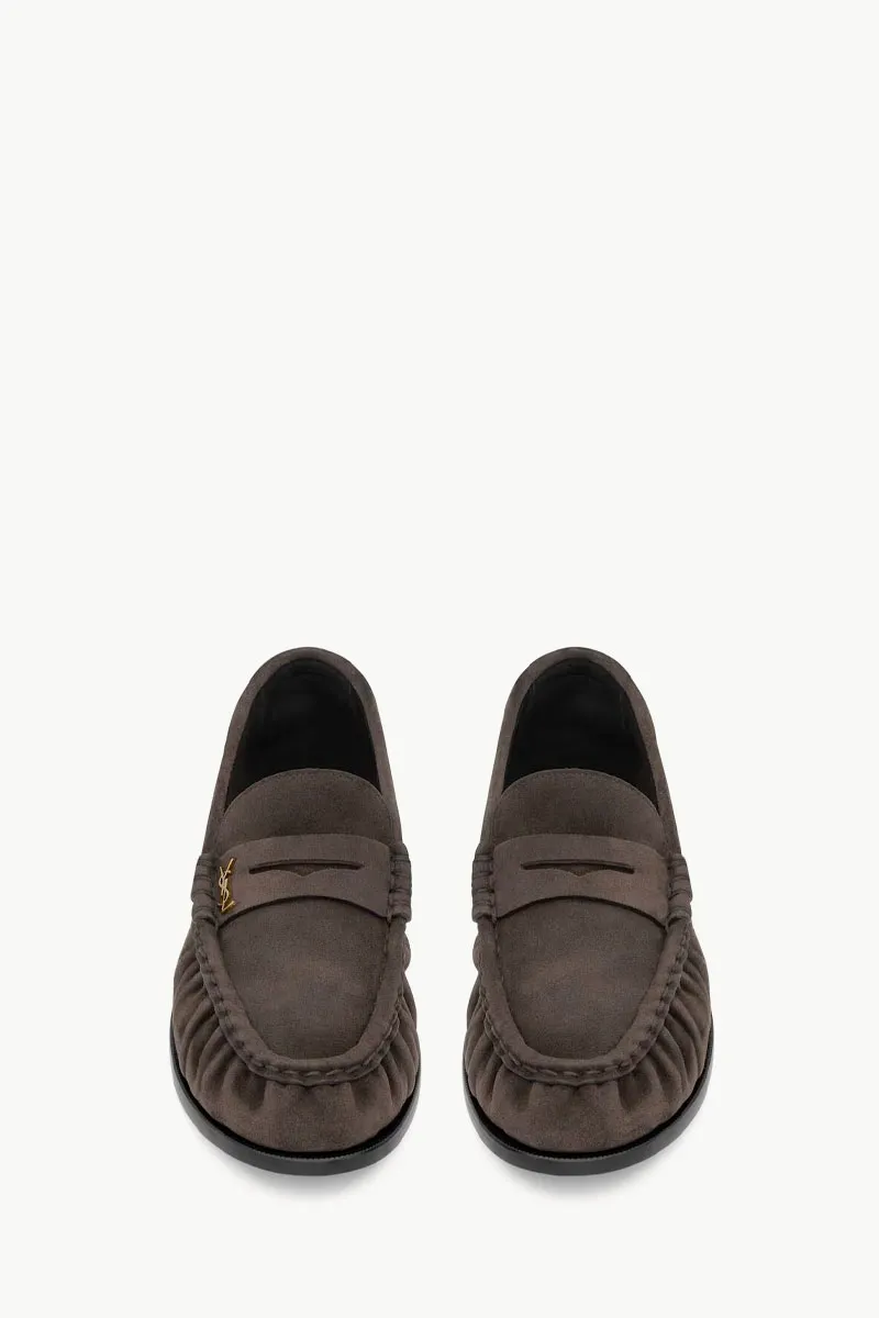 SAINT LAURENT Men Penny Le Loafers in Dark Chocolate Supple Suede 2