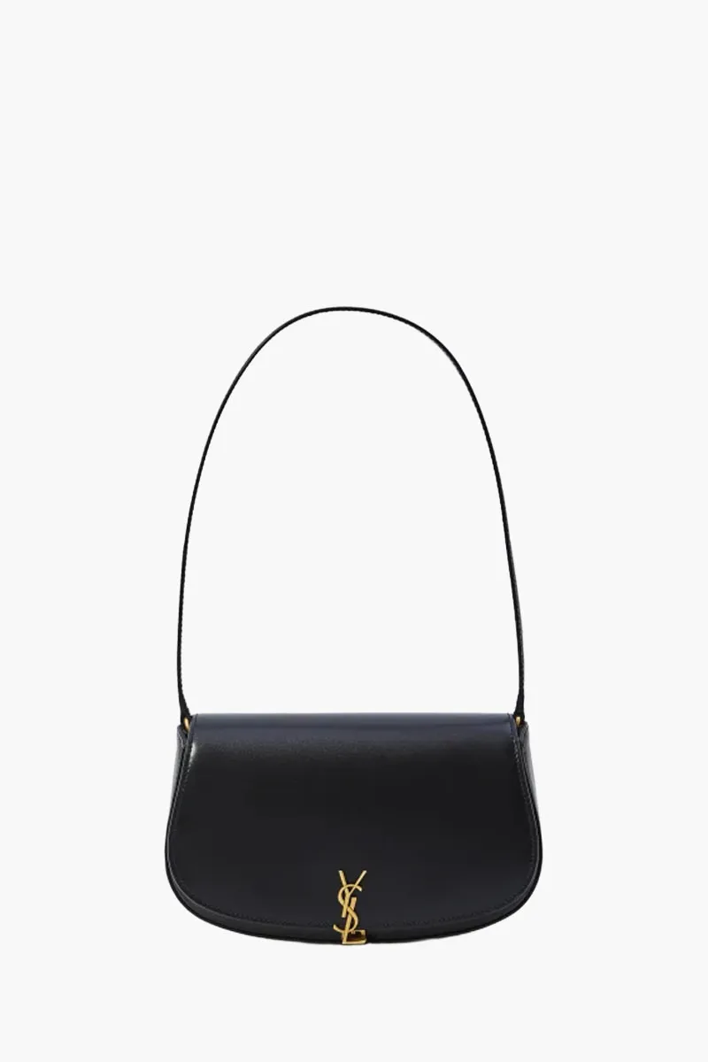 SAINT LAURENT Mini Voltaire Shoulder Bag in Black Box Leather 0