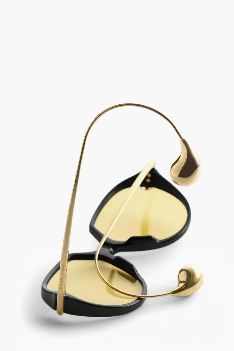 BOTTEGA VENETA Drop Square Sunglasses in Black/Yellow Acetate 1