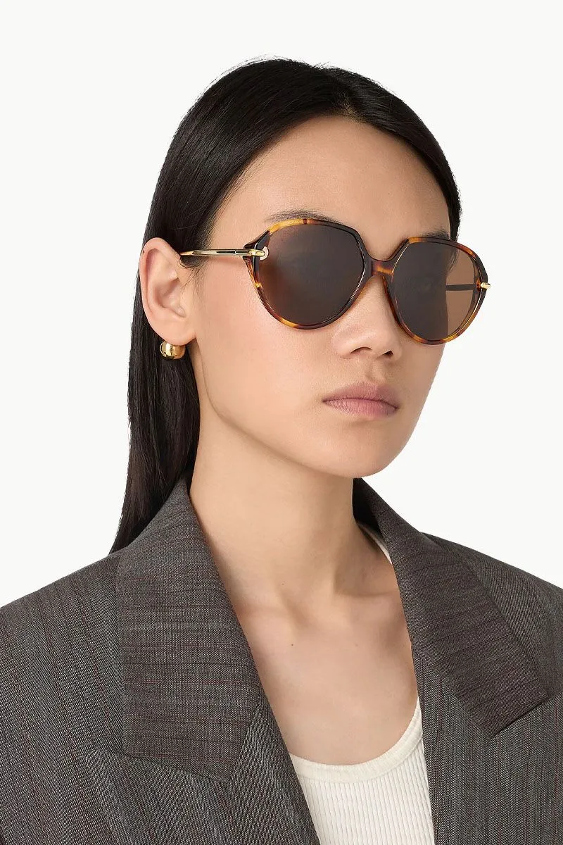 BOTTEGA VENETA Drop Square Sunglasses in Havana/Brown Acetate 2