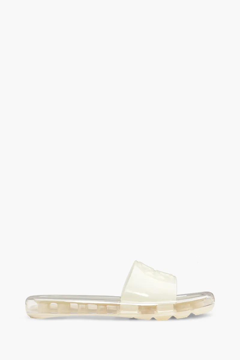 TORY BURCH Women Double T Bubble Jelly Slide Sandals in New Ivory 0