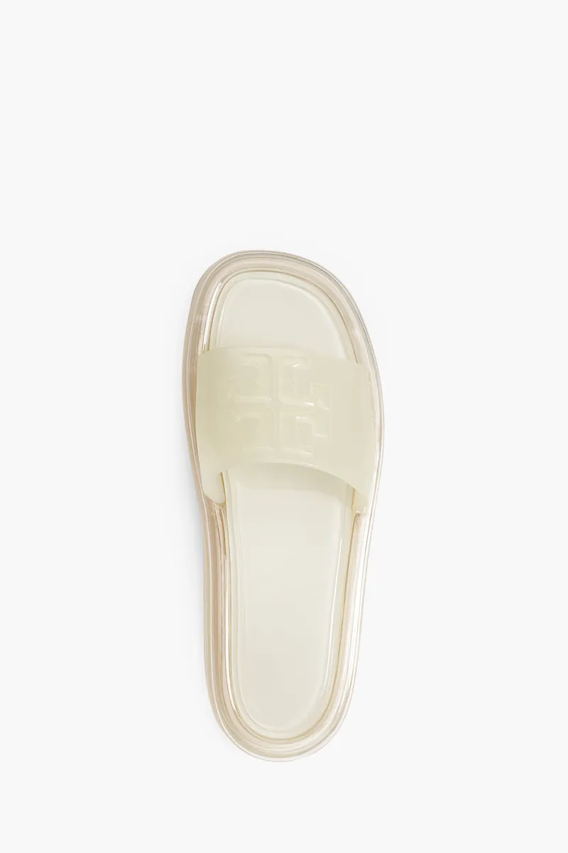 TORY BURCH Women Double T Bubble Jelly Slide Sandals in New Ivory 3