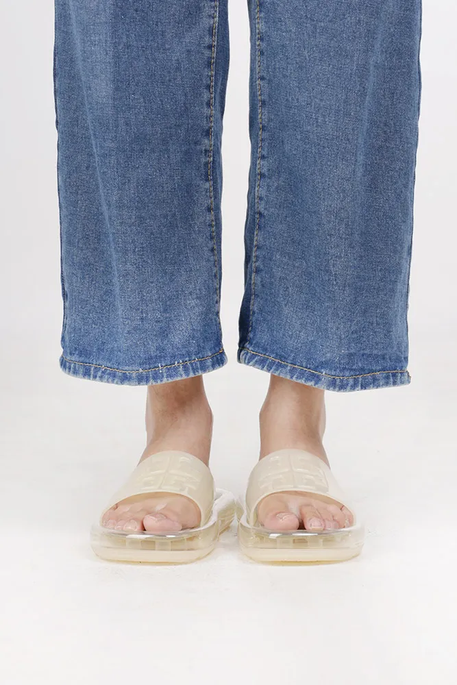 TORY BURCH Women Double T Bubble Jelly Slide Sandals in New Ivory 4