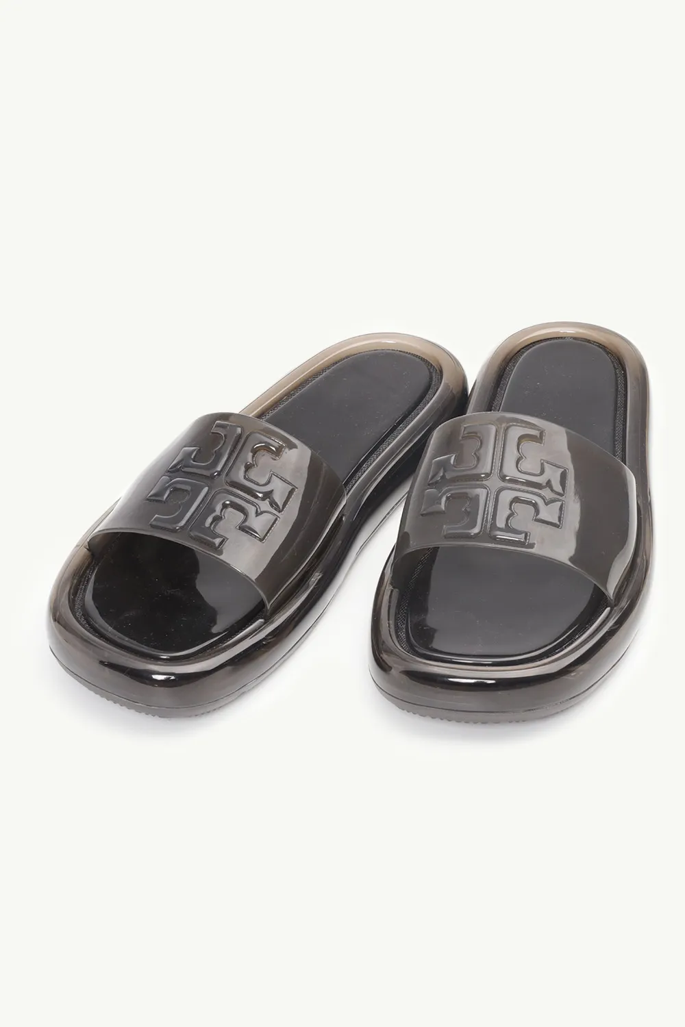 TORY BURCH Women Double T Bubble Jelly Slide Sandals in Perfect Black 1