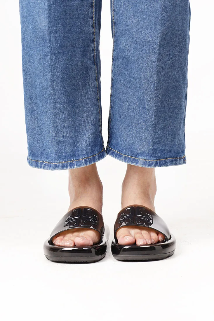 TORY BURCH Women Double T Bubble Jelly Slide Sandals in Perfect Black 4