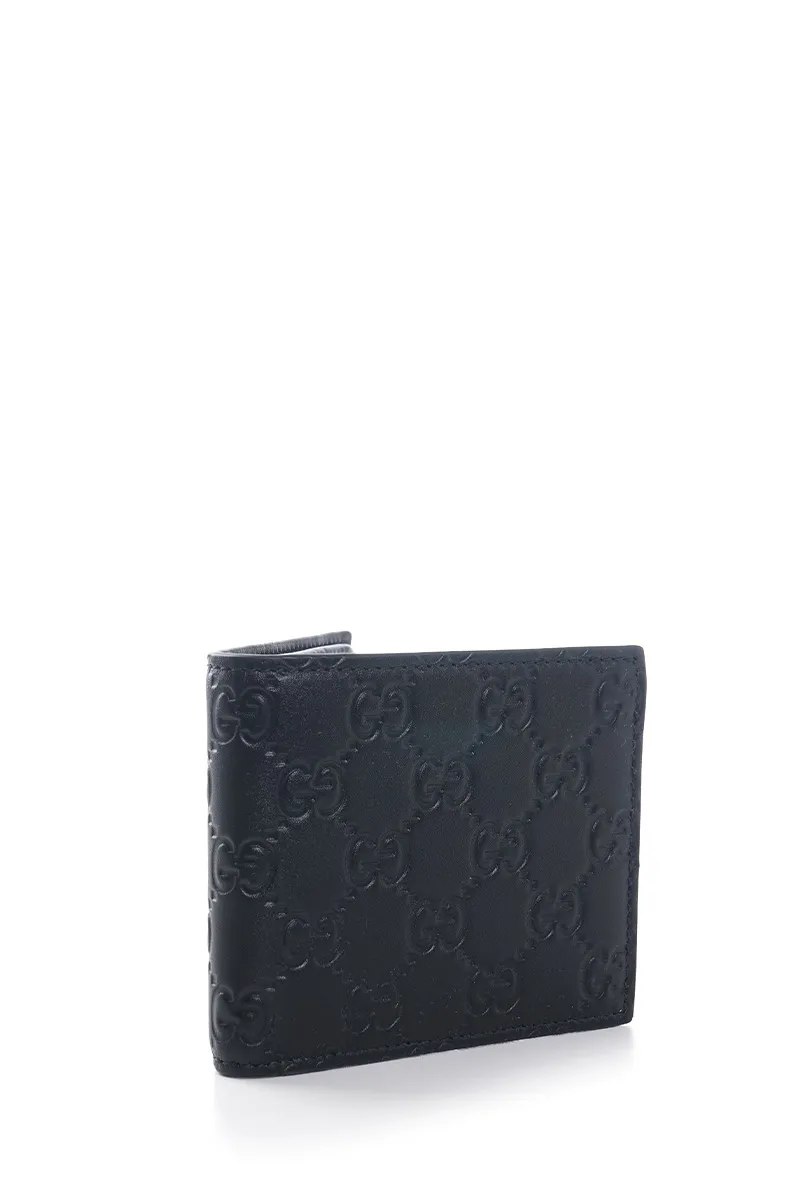 GUCCI GG Emblem Bi-Fold Wallet in Black Leather 1