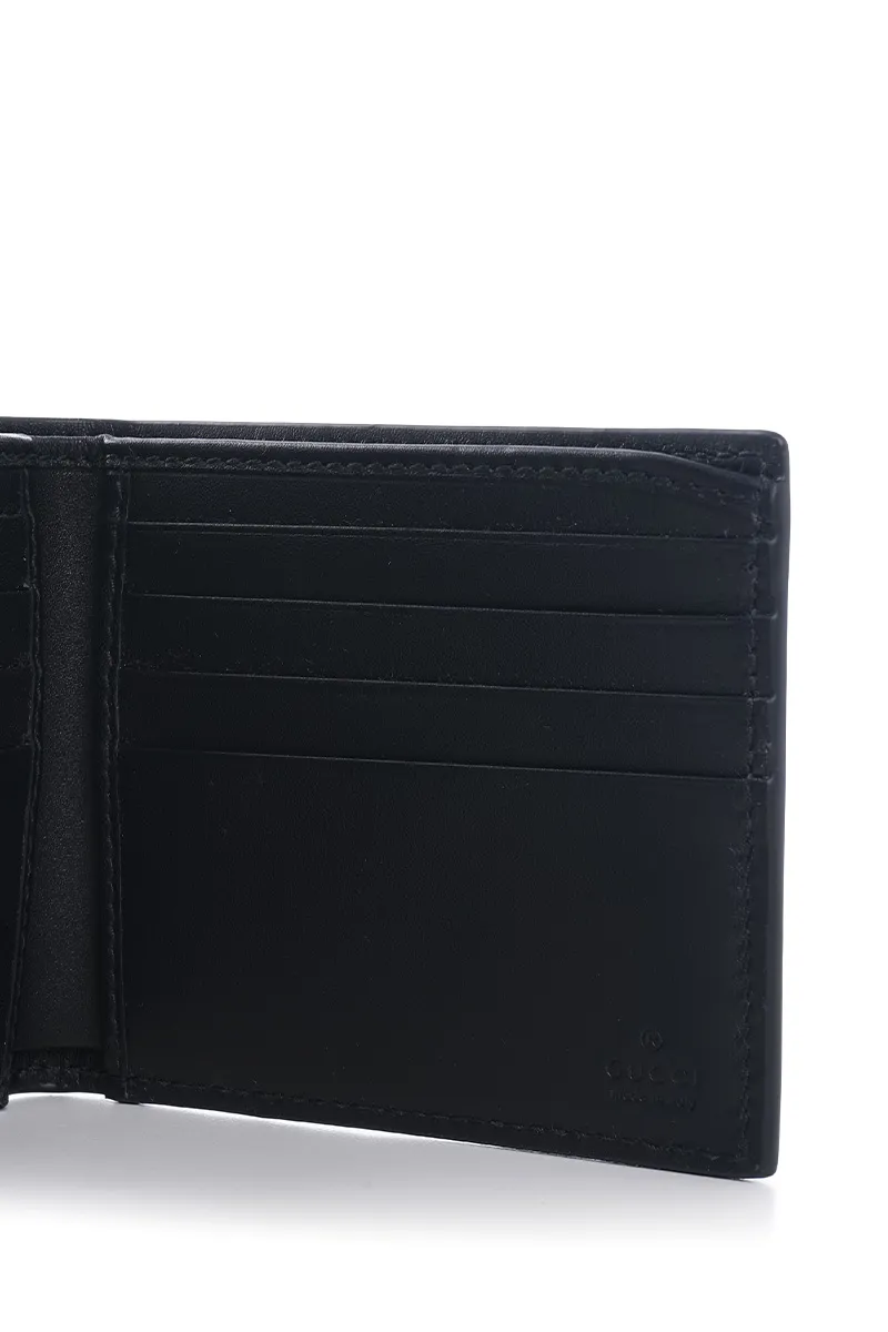 GUCCI GG Emblem Bi-Fold Wallet in Black Leather 3