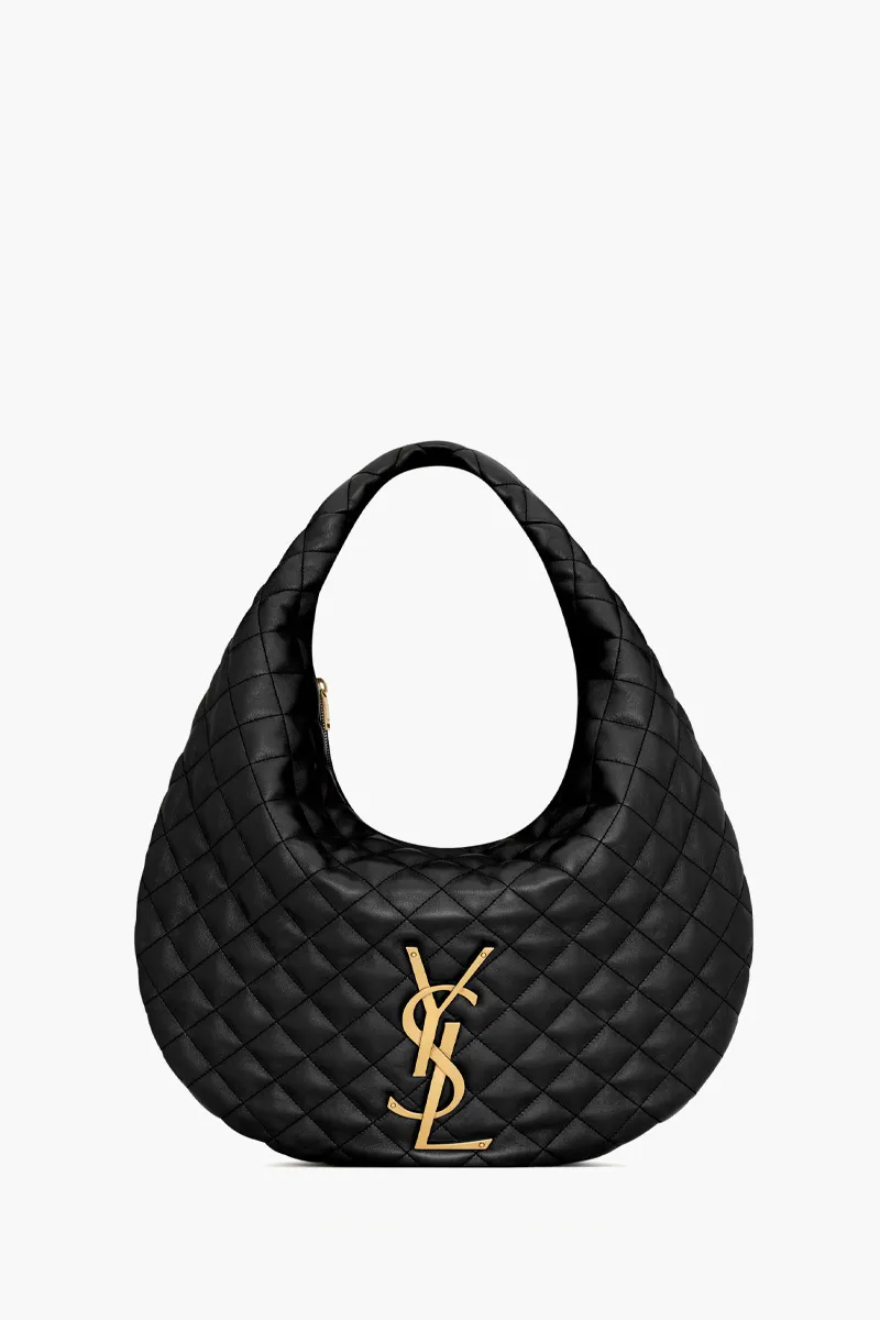 SAINT LAURENT Icare Hobo Bag in Black Quilted Nappa Lambskin Bronze Hardware 0