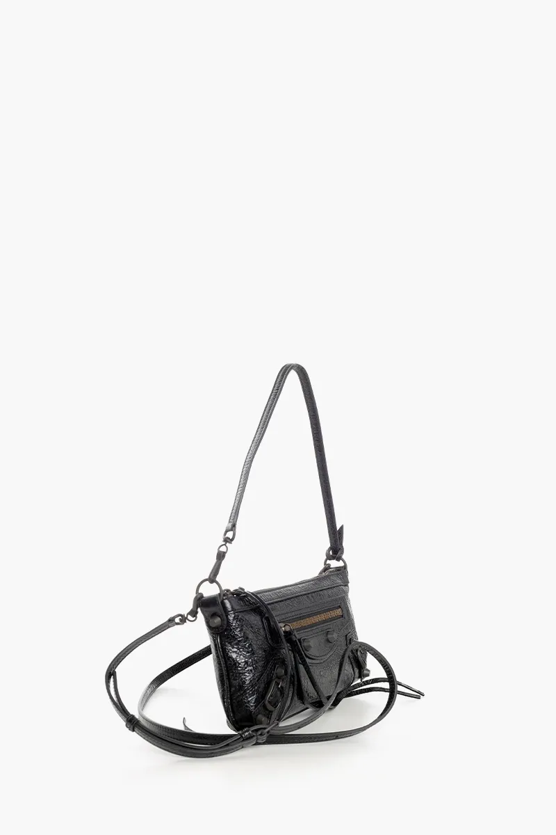 BALENCIAGA Le City Pouch On Strap in Black Arena Lambskin Brass Hardware 1