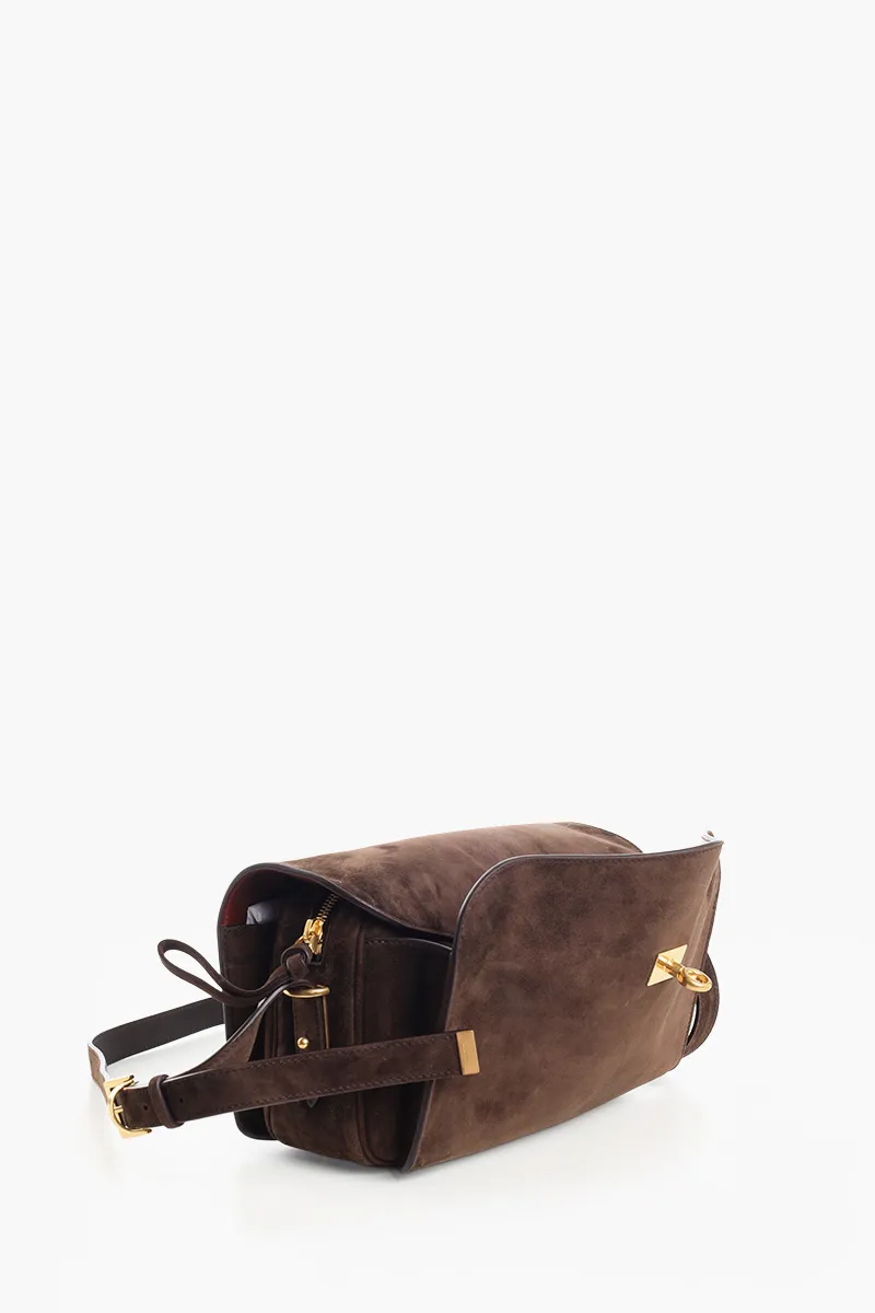 BALENCIAGA Medium Le 7 Shoulder Bag in Mocha Suede Calfskin 1