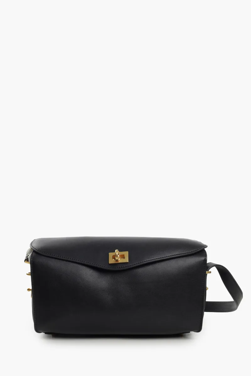 BALENCIAGA Medium Le 7 Shoulder Bag in Black Smooth Calfskin GHW 0