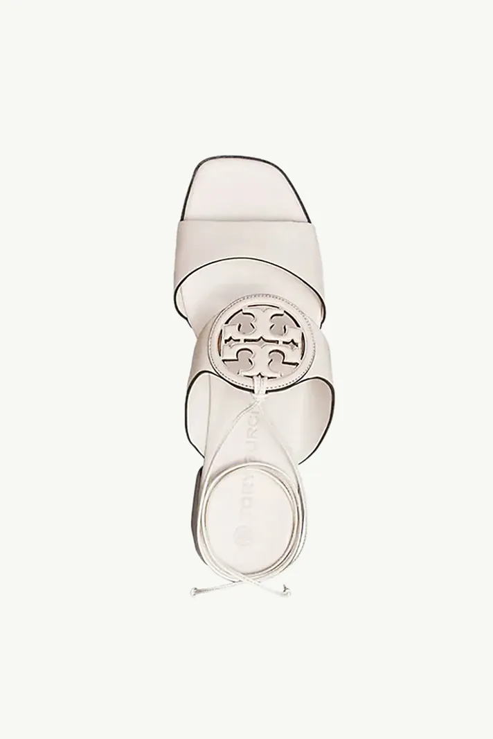 TORY BURCH Women Bombe Miller Ankle Tie Heel Sandals 50mm in New Ivory/New Ivory 2