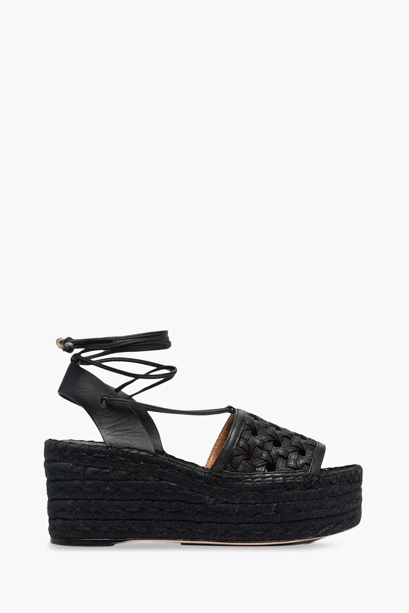 TORY BURCH Women Basket-Weave Platform Espadrilles Sandals in Perfect Black 0