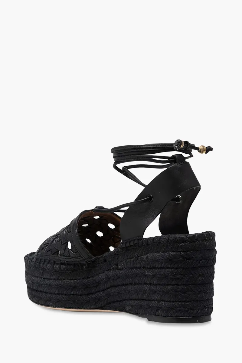 TORY BURCH Women Basket-Weave Platform Espadrilles Sandals in Perfect Black 2