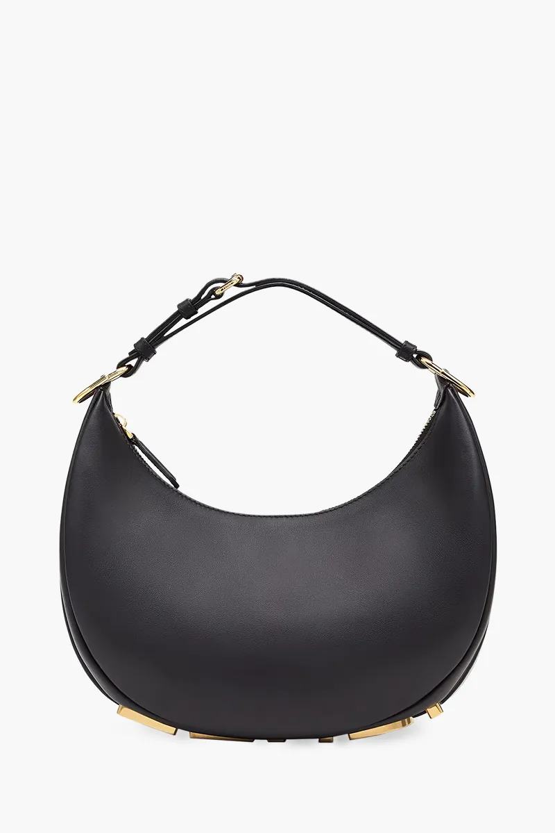 FENDI Small Fendigraphy Hobo Bag in Black Calf Leather 0