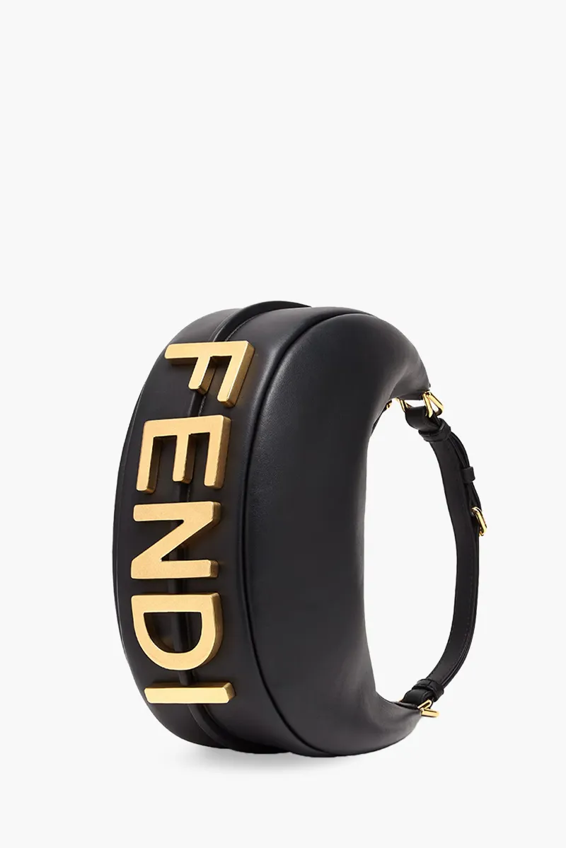 FENDI Small Fendigraphy Hobo Bag in Black Calf Leather 2