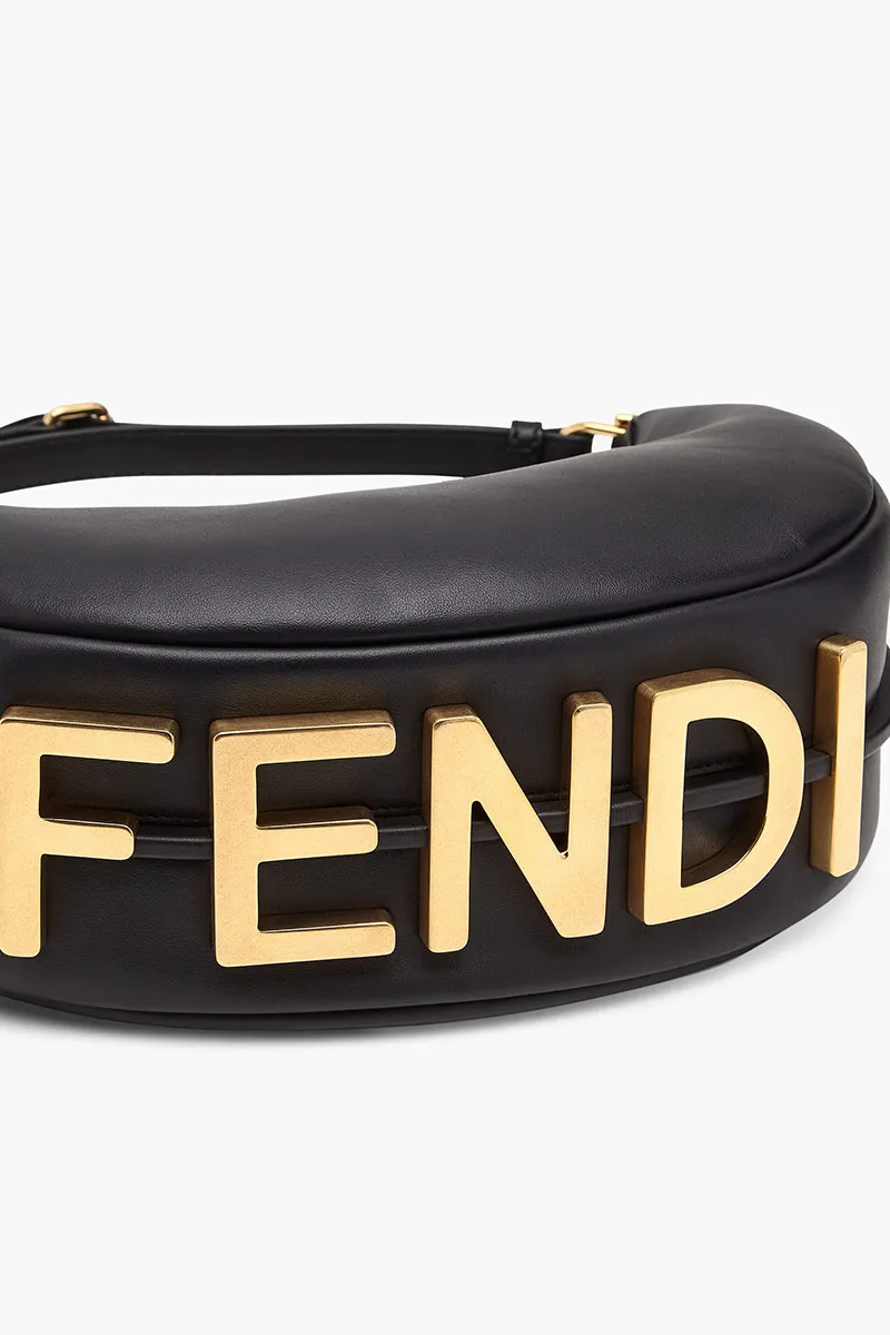 FENDI Small Fendigraphy Hobo Bag in Black Calf Leather 4