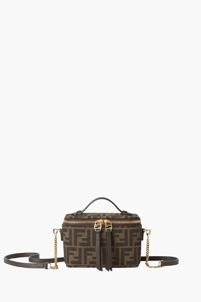 FENDI Mini FF Jacquard Vanity Shoulder Bag in Brown Tobacco 0