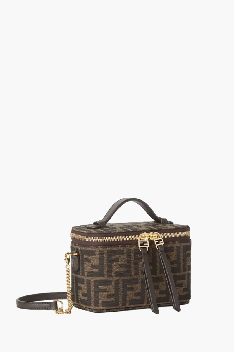 FENDI Mini FF Jacquard Vanity Shoulder Bag in Brown Tobacco 1