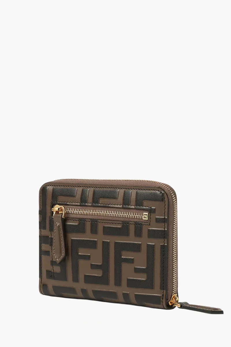 FENDI Medium FF Diamond Zip Around Wallet  Bicolor in Brown Leather 1