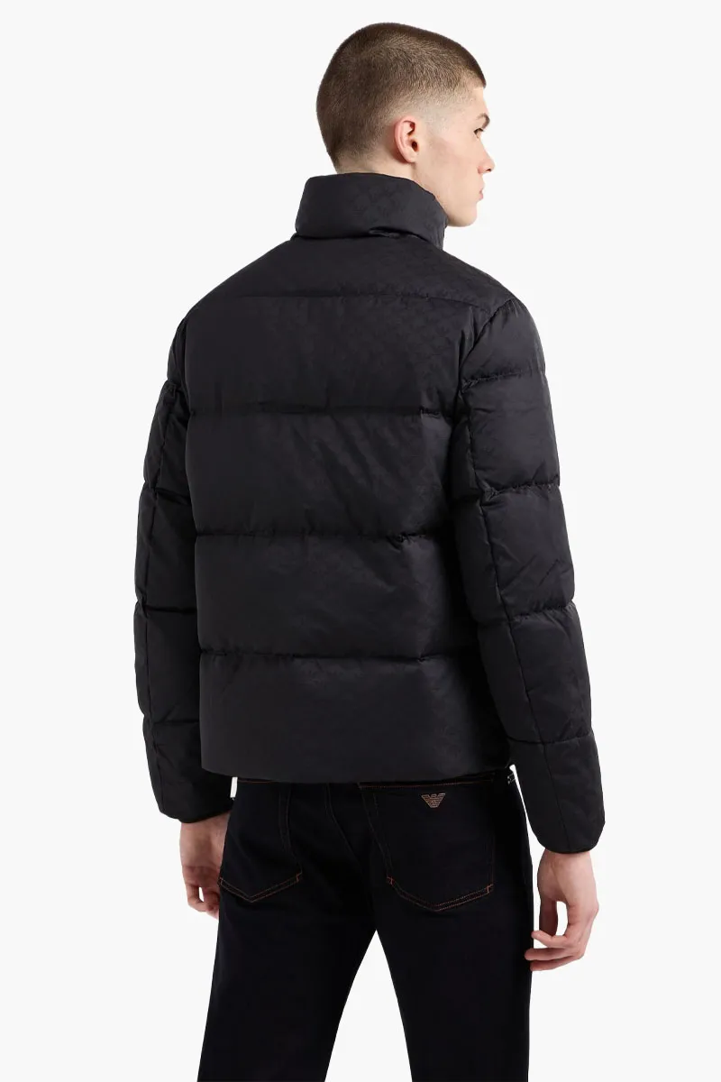 EMPORIO ARMANI Men Quilted Puffer Jacket in Black with All-Over Jacquard Eagle 2
