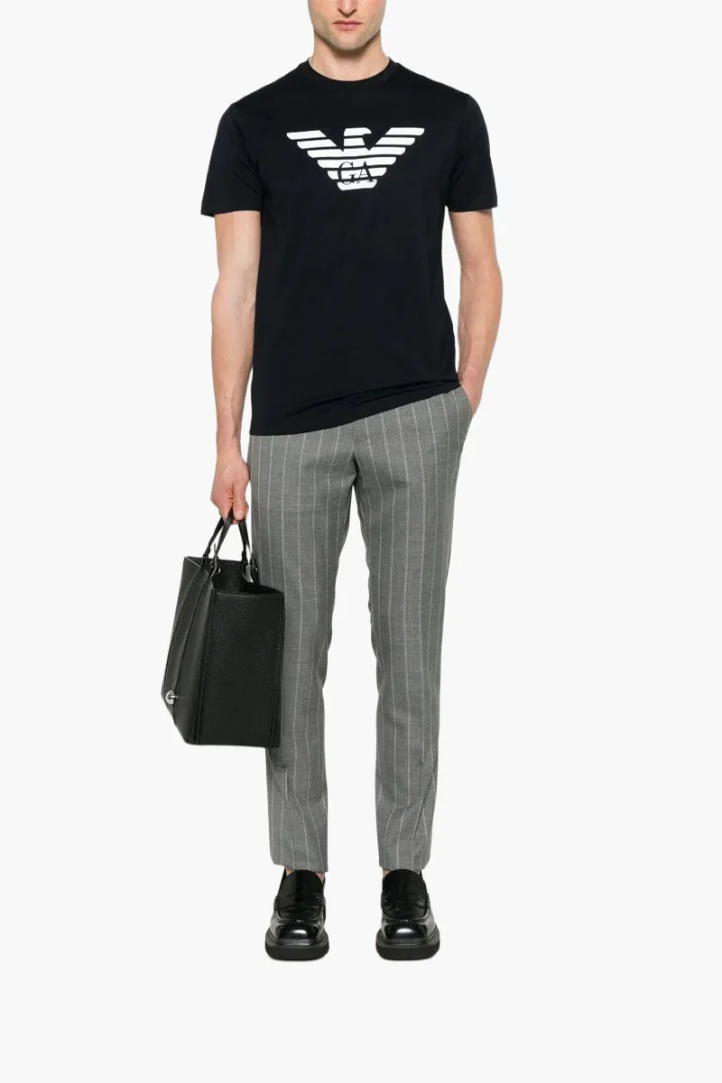 EMPORIO ARMANI Men Pima Jersey T-Shirt in Navy Blue with Logo Print 1