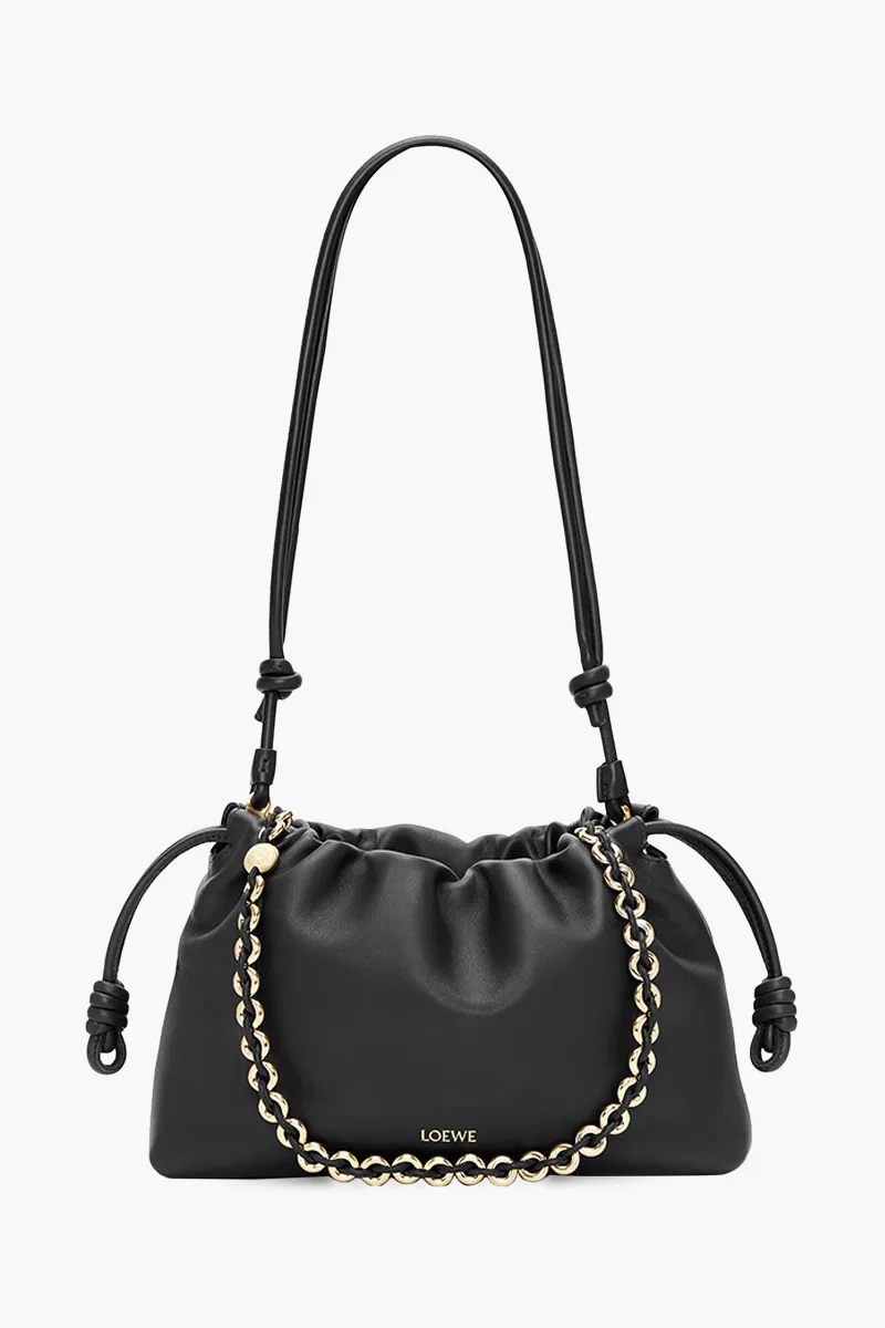 LOEWE Medium Flamenco Purse Bag in Black Mellow Nappa Lambskin 0