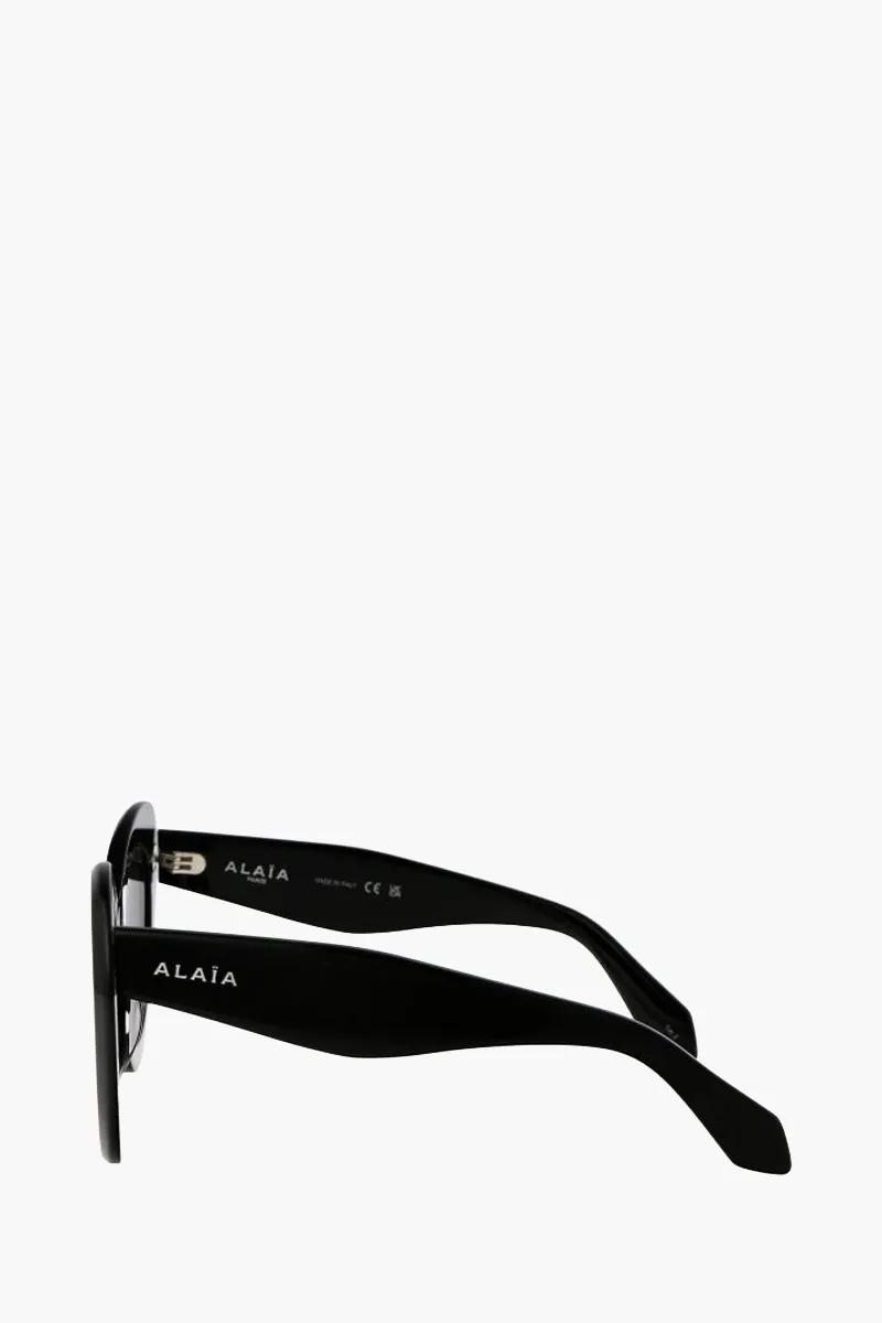 ALAIA Women Round Oversized Shape Sunglasses in Black Acetate 2