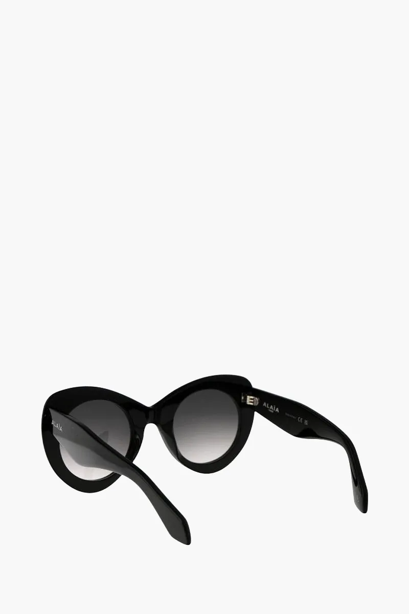 ALAIA Women Round Oversized Shape Sunglasses in Black Acetate 3