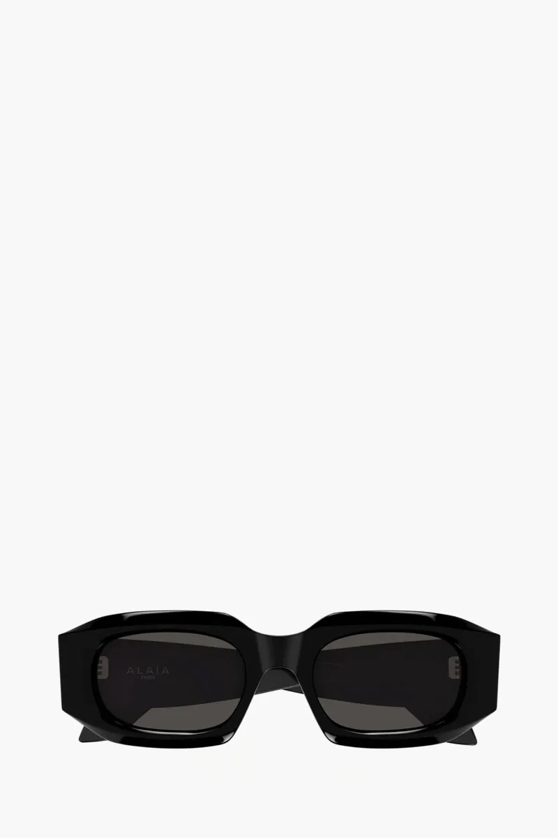 ALAIA Rectangular Sunglasses in Shiny Black/Dark Grey Acetate 0