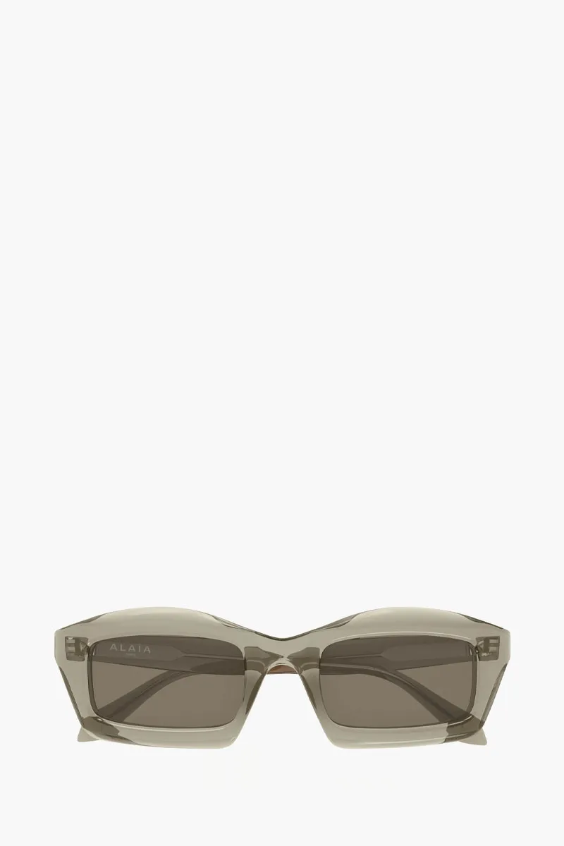 ALAIA Rectangle Sunglasses in Brown Transparent/Brown Acetate 0