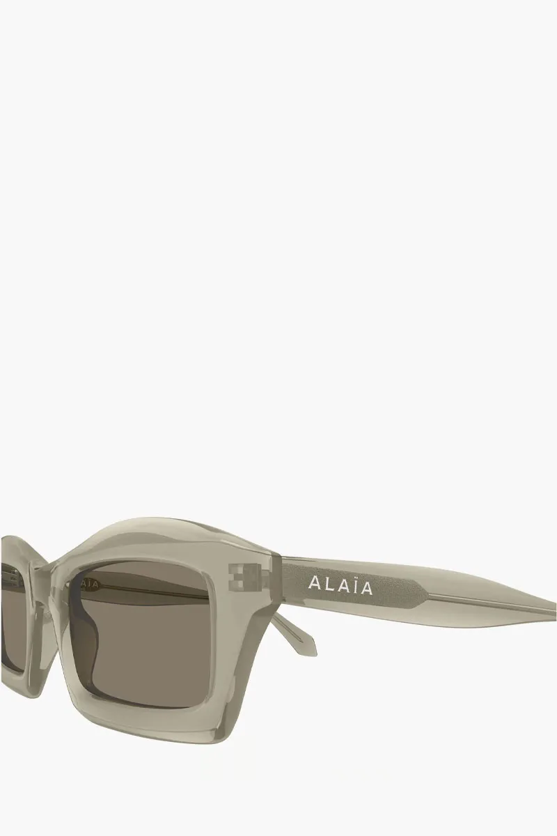 ALAIA Rectangle Sunglasses in Brown Transparent/Brown Acetate 2