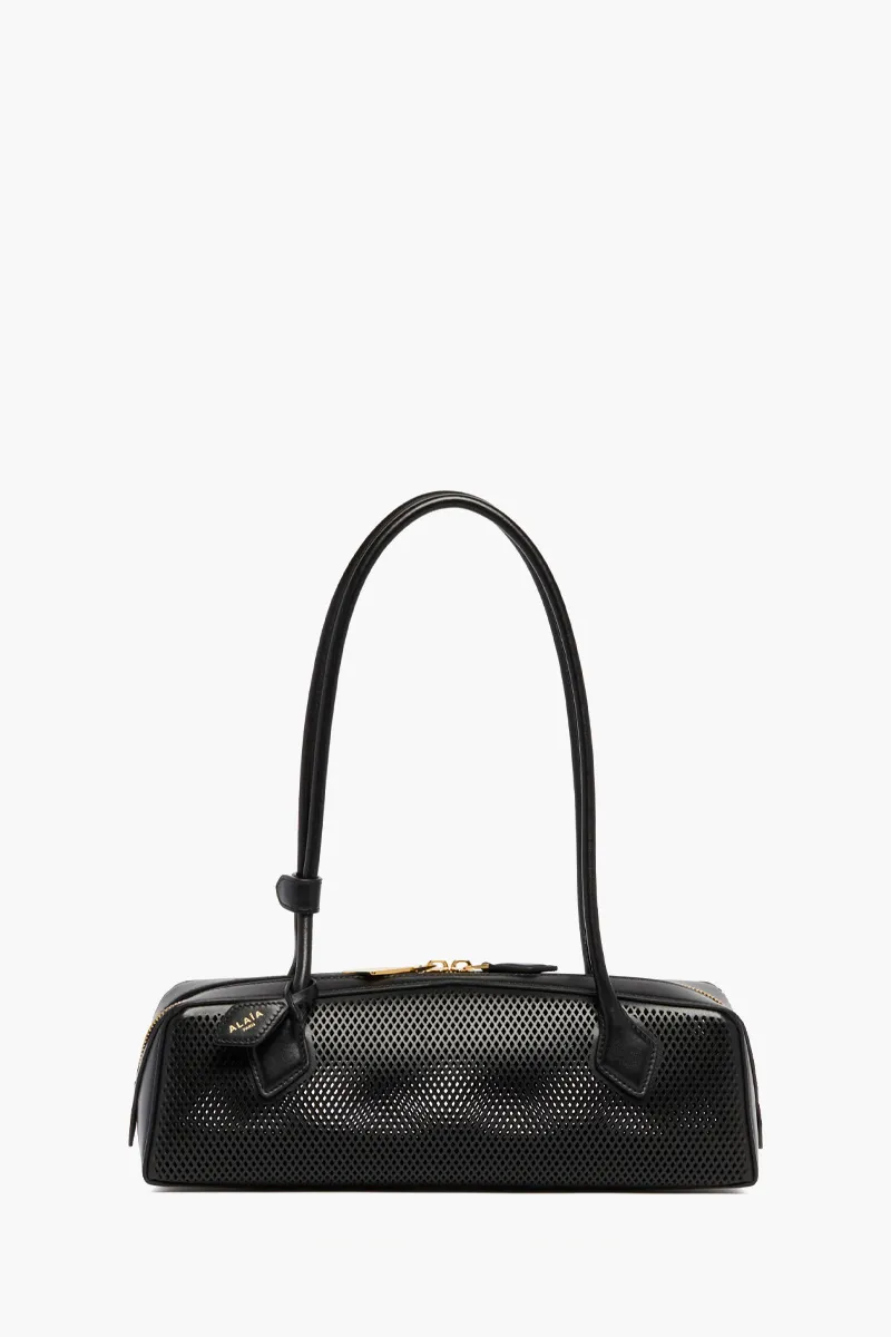 ALAIA Medium Le Teckel Bag in Black Perforated Leather 0