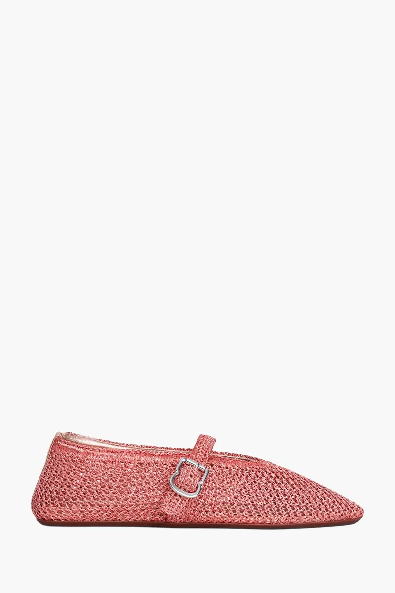 ALAIA Ballet Flat Shoes in Coral Knitted Lurex 0