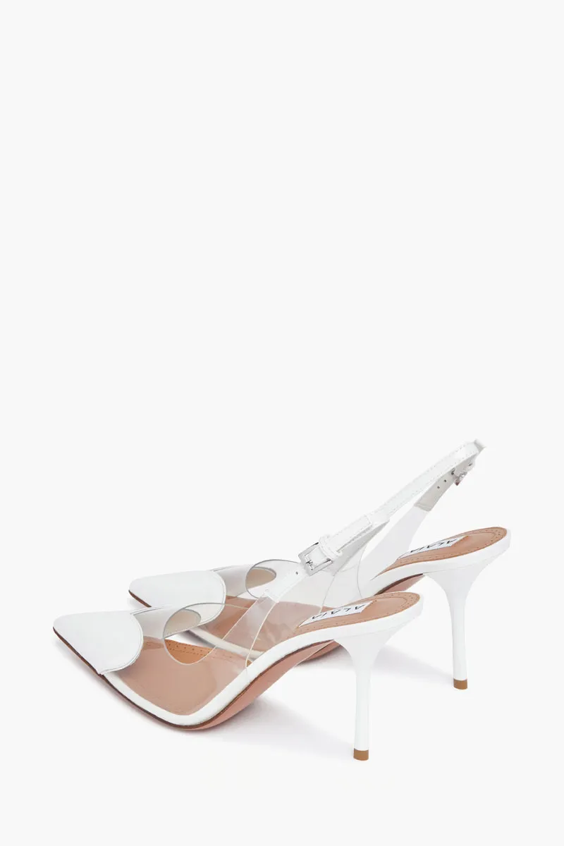 ALAIA Le Coeur Slingback Pumps 90mm in Optical White Patent Calfskin 1