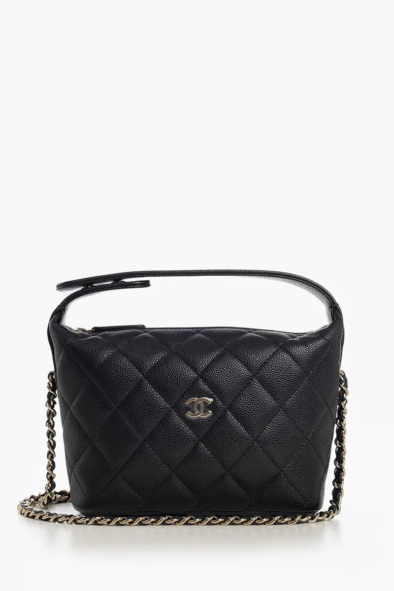 CHANEL C25 Classic Hobo Shoulder Bag in Black Caviar Leather LGHW with Chain 0