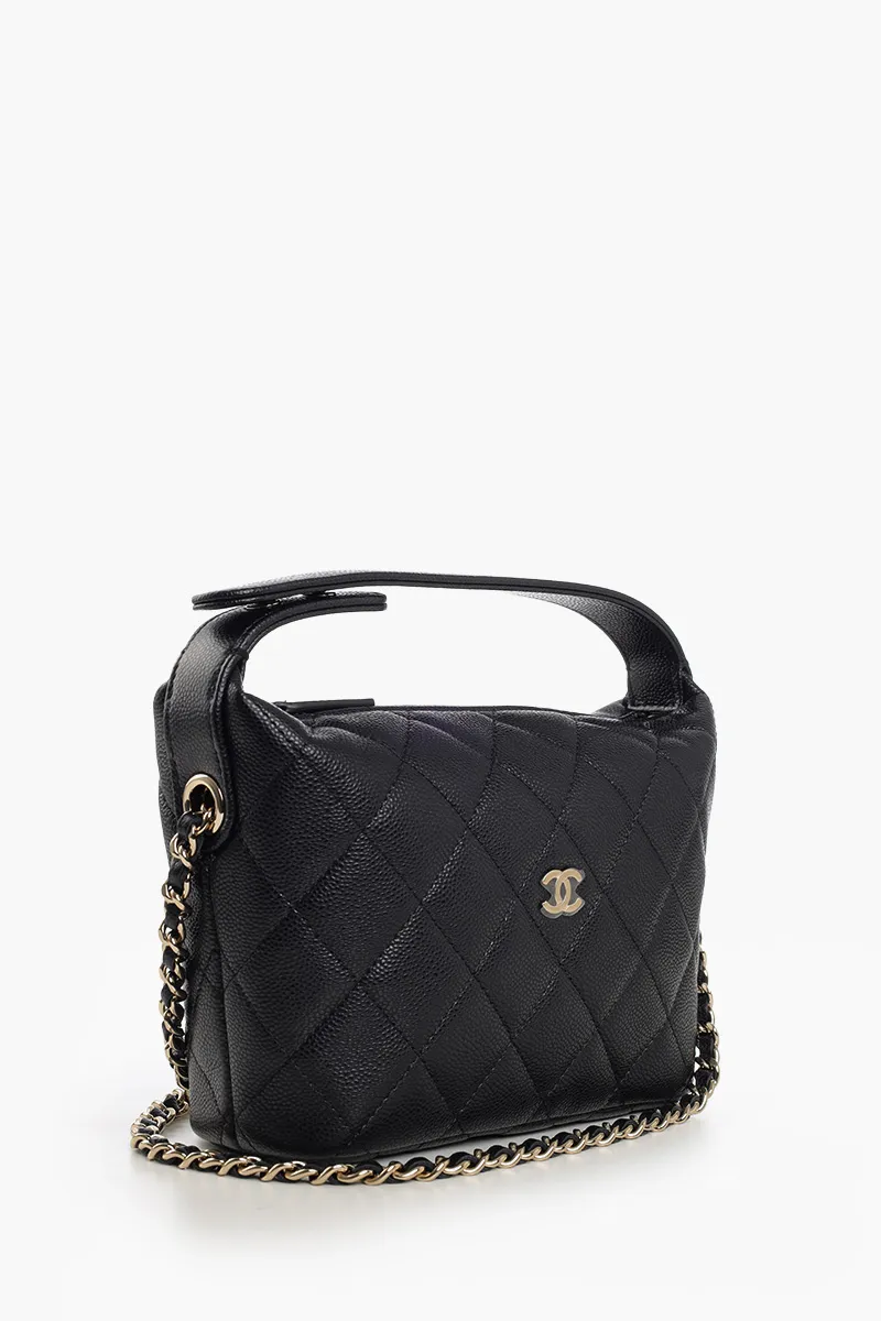 CHANEL C25 Classic Hobo Shoulder Bag in Black Caviar Leather LGHW with Chain 1