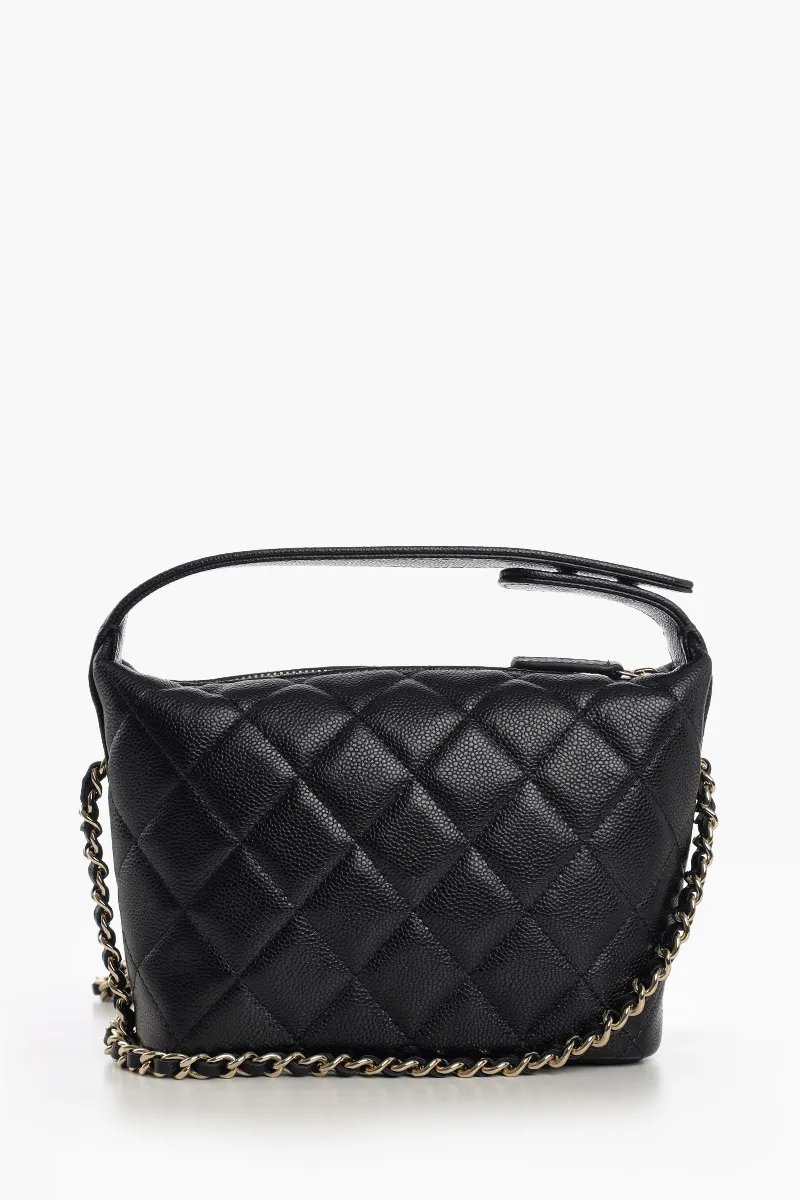 CHANEL C25 Classic Hobo Shoulder Bag in Black Caviar Leather LGHW with Chain 2