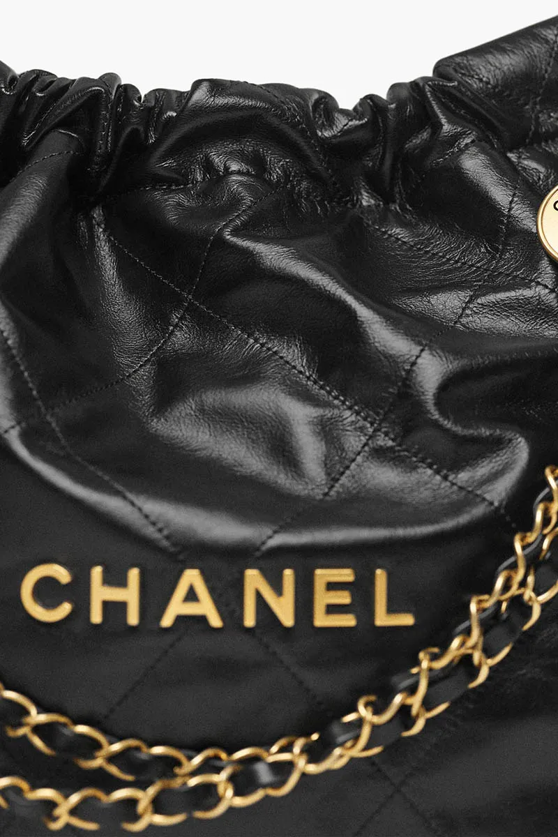 CHANEL Small C 22 Handbag in Black Shiny Calfskin GHW 3