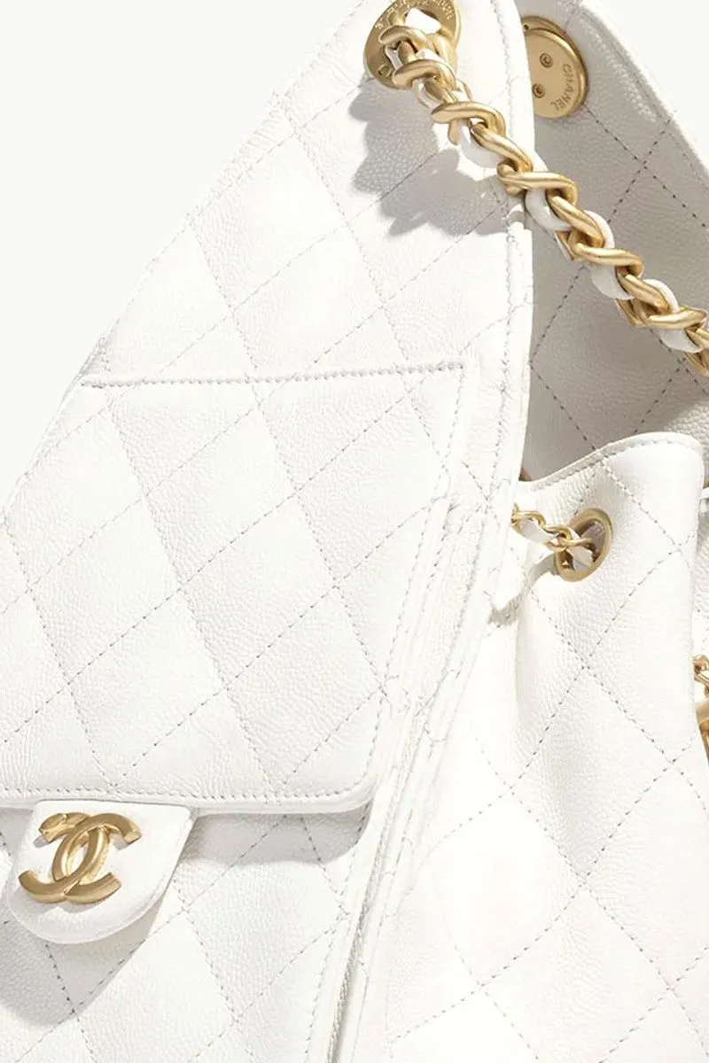 CHANEL C25 Small Bag in White Grained Calfskin GHW 1