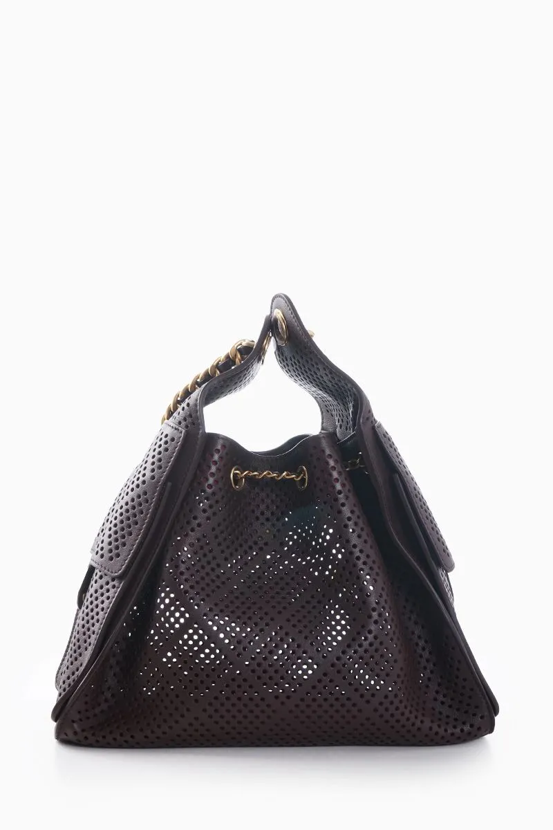 CHANEL C25 Small Bag in Dark Brown Perforated Calfskin GHW 2