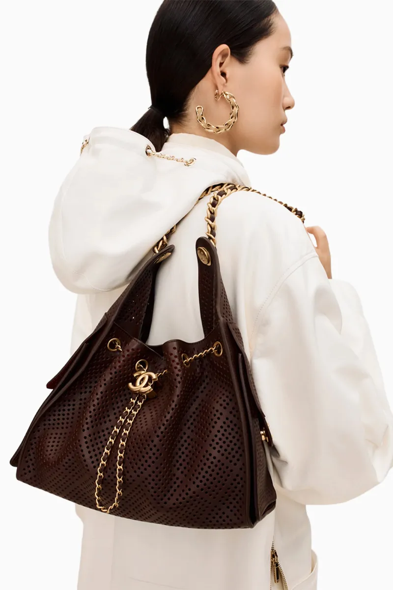 CHANEL C25 Small Bag in Dark Brown Perforated Calfskin GHW 3