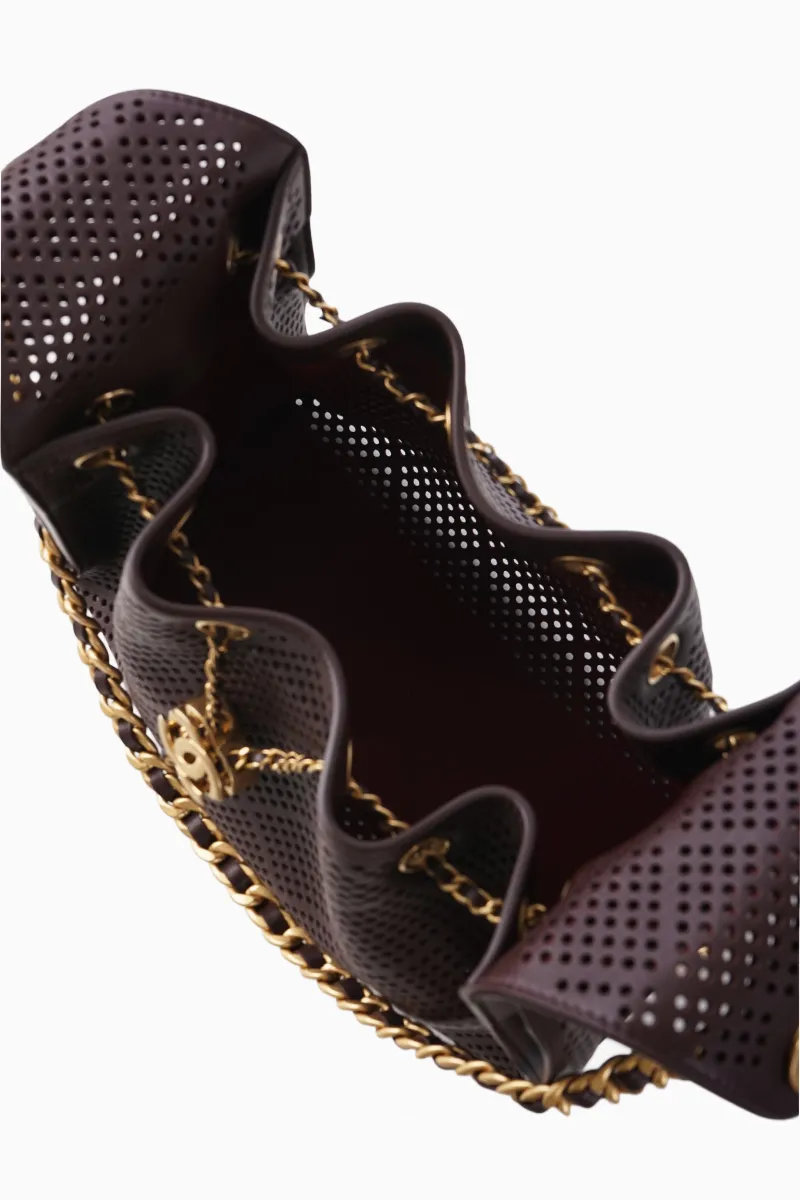 CHANEL C25 Small Bag in Dark Brown Perforated Calfskin GHW 4