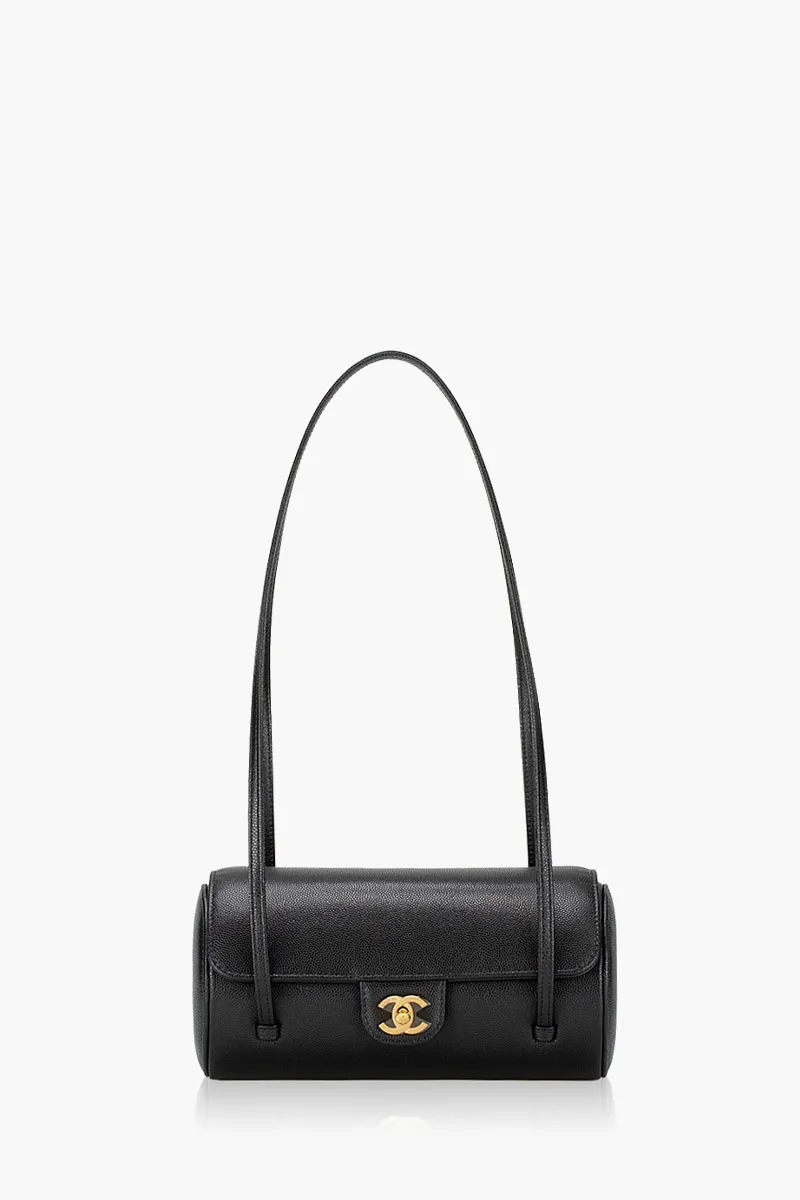 CHANEL Small Bowling Bag in Black Caviar Grained Shiny Calfskin GHW 0