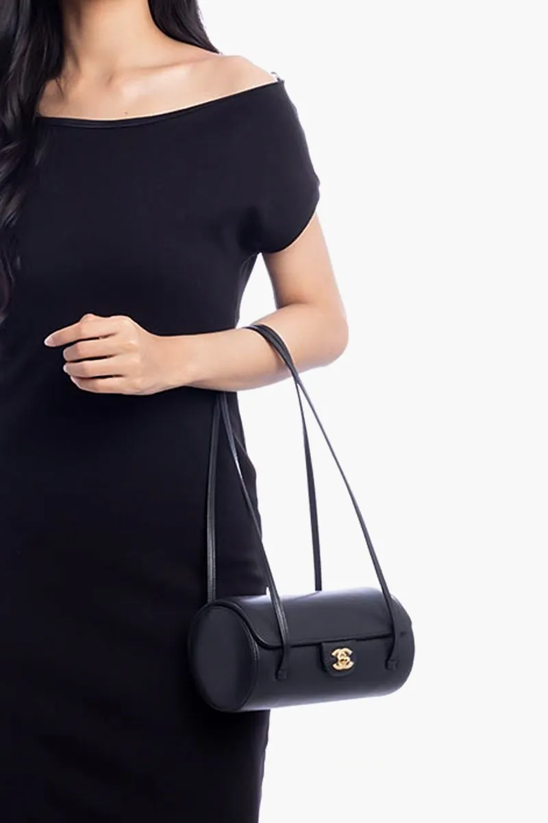 CHANEL Small Bowling Bag in Black Caviar Grained Shiny Calfskin GHW 3