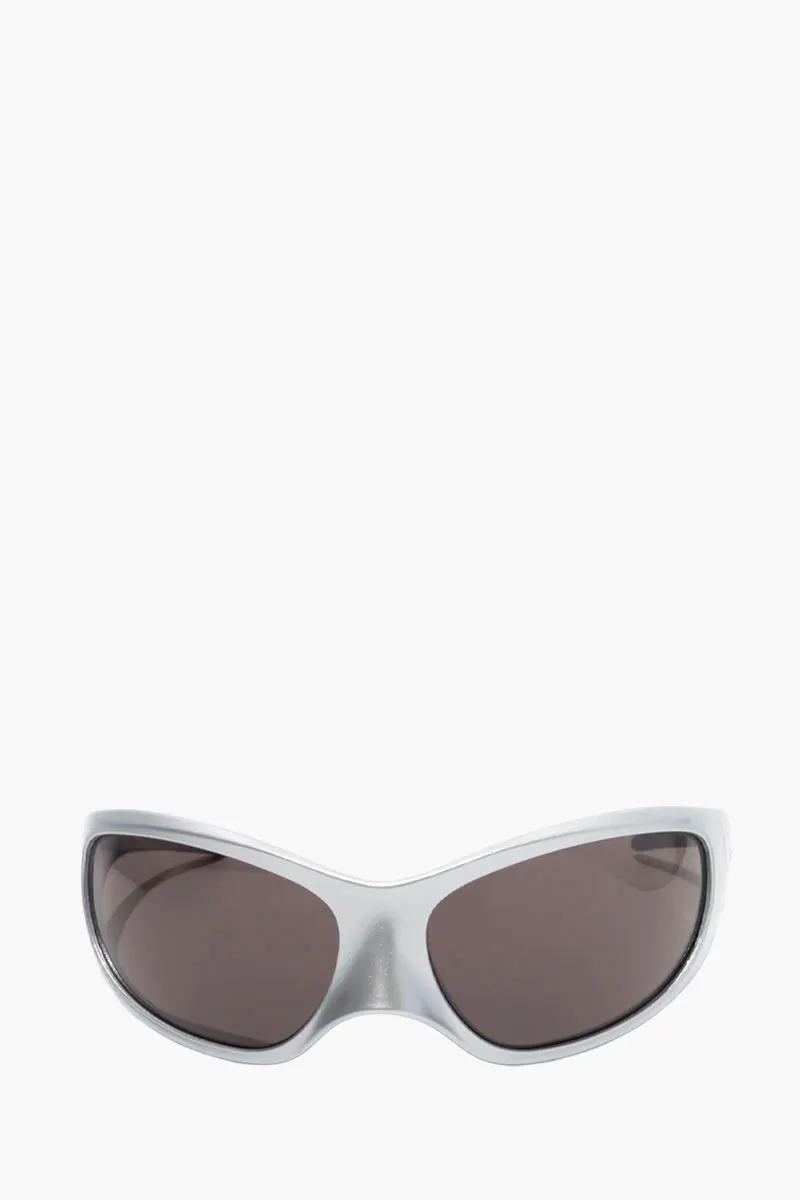 BALENCIAGA Men Skin XXL Cat Sunglasses in Silver/Grey Acetate 0