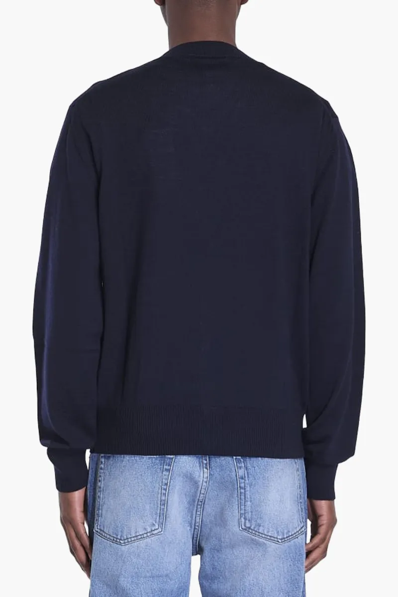 AMI Red Ami De Coeur Cardigan in Night Blue Classic Merino Wool 2
