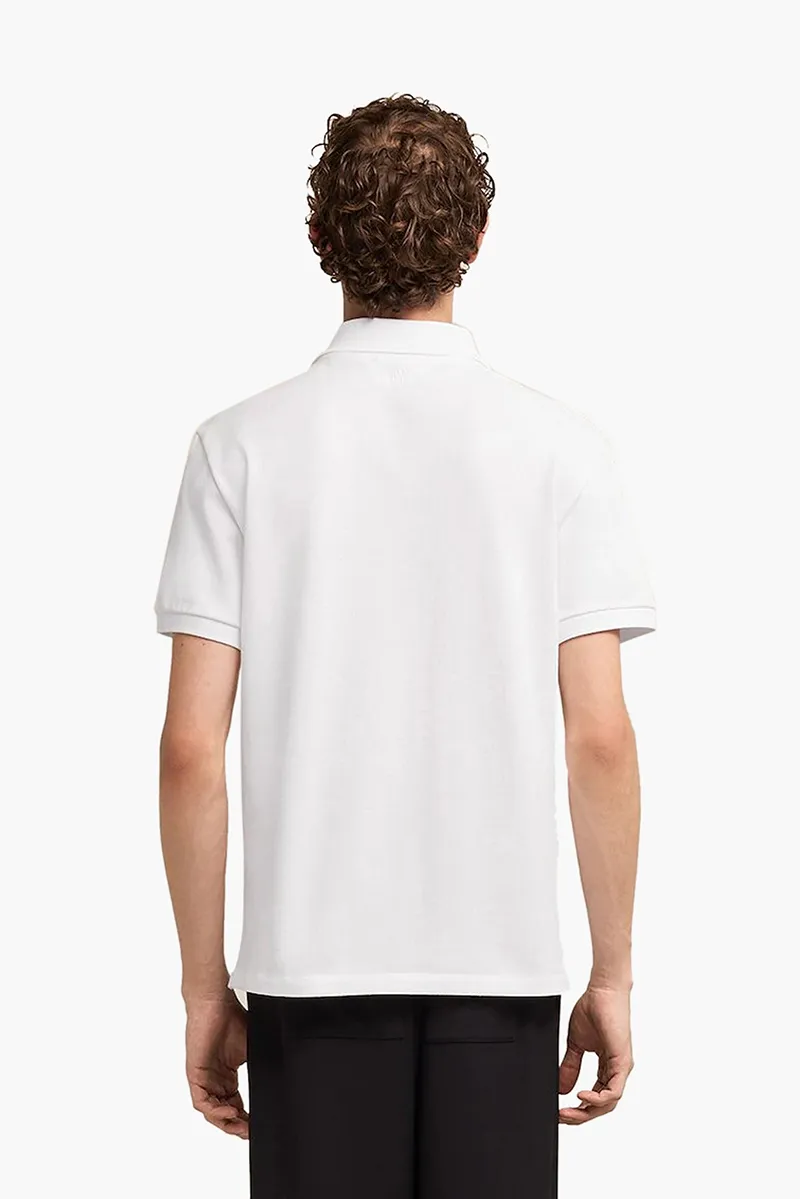 AMI Men Red Ami De Coeur Polo Shirt in White 2