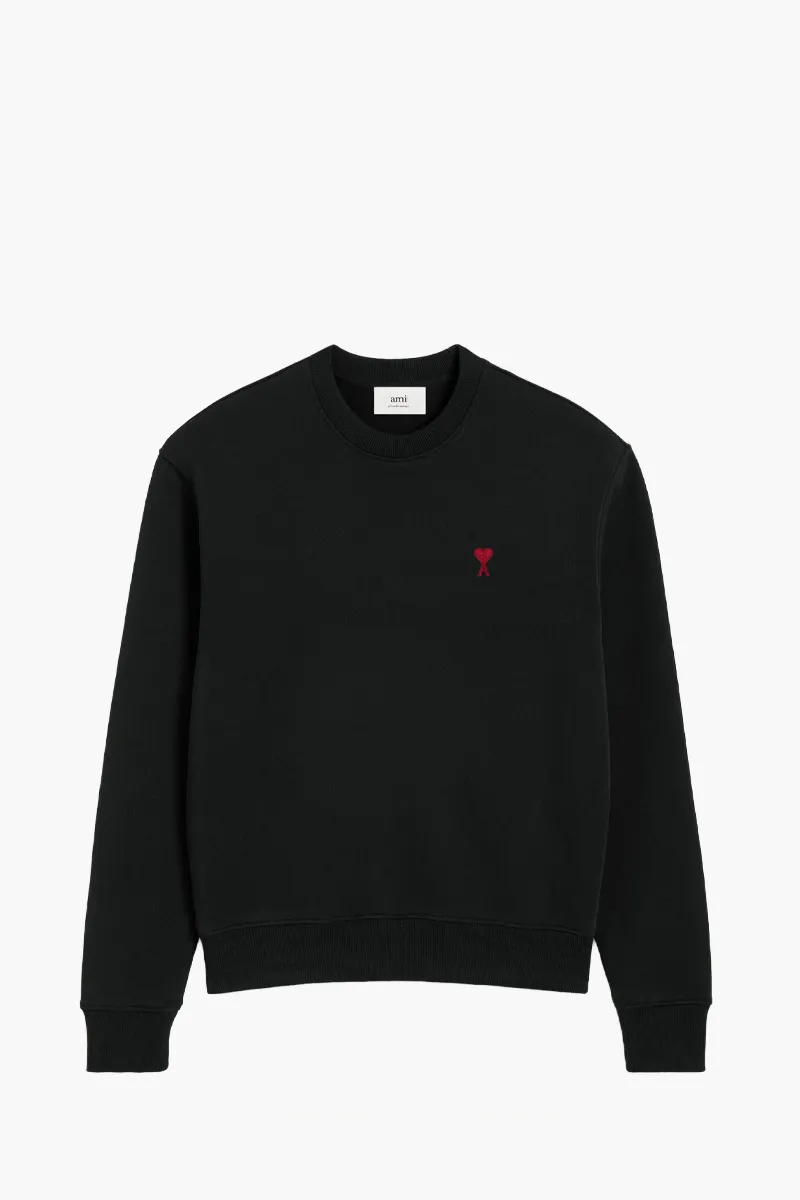 AMI Unisex De Coeur Classic Fit Sweatshirt in Black Organic Cotton 0