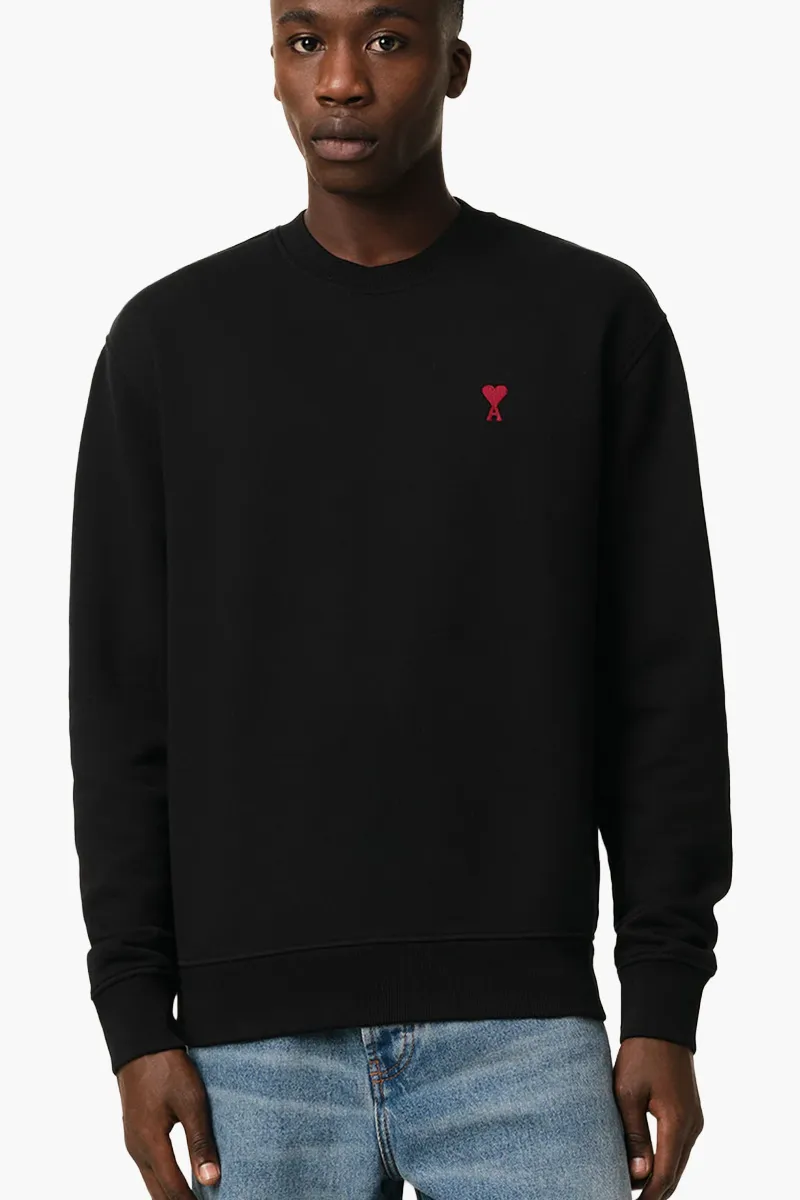 AMI Unisex De Coeur Classic Fit Sweatshirt in Black Organic Cotton 1